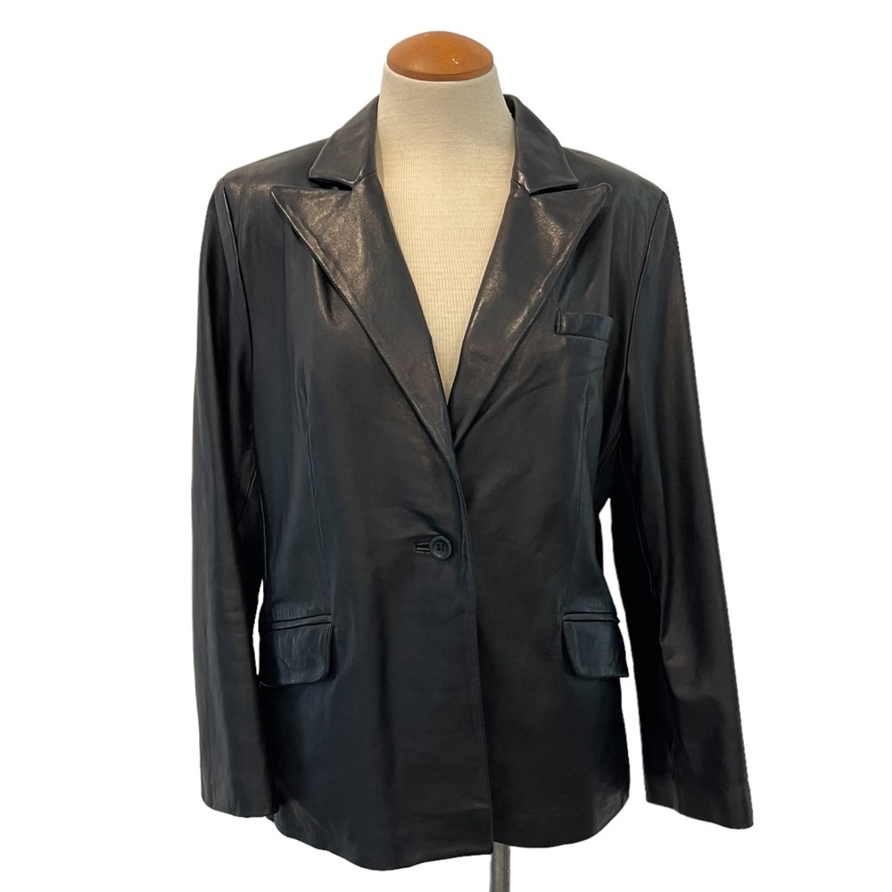 VINTAGE B.T. LIMITED BLACK LEATHER BLAZER JACKET COAT WINTER Y2K BOHO TRENDY